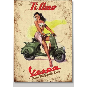 Ahşap Tablo Vespa Motorsiklet