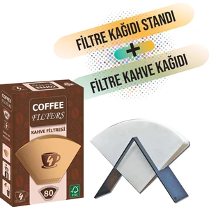 Filtre Kağıdı Tutucu Metal Stand ve Coffee Filters Filtre Kağıdı 80 Adet