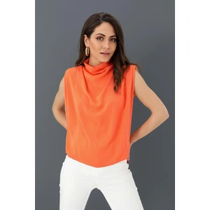 Vapur Tekstil Bluz Kolsuz Degaje Yaka - Narçiçeği