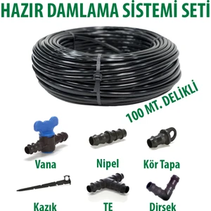 16X20 0,9mm 100 Metre Delikli Damlama Borusu Sistemi Hazır Damlama Seti