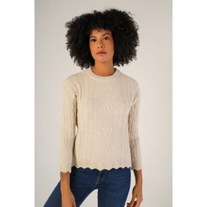 Trist Star Kadın Bej Saç Yürütme Bisiklet Yaka Yün Kazak TRIST-6145