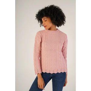 Trist Star Kadın Pembe Saç Yürütme Bisiklet Yaka Yün Kazak TRIST-6145