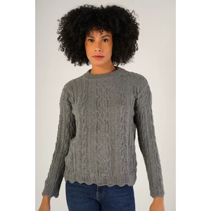 Trist Star Kadın Gri Saç Yürütme Bisiklet Yaka Yün Kazak TRIST-6145