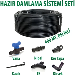 16X20 0,9mm 400 Metre Delikli Damlama Borusu Sistemi Hazır Damlama Seti