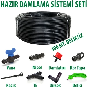16X0,9MM 400 Metre Düz Damlama Borusu Sistemi Hazır Damlama Seti
