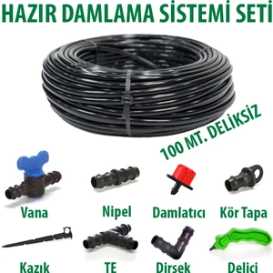 16X0,9MM 100 Metre Düz Damlama Borusu Sistemi Hazır Damlama Seti