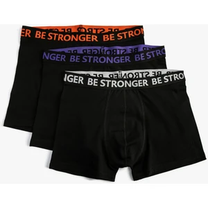 3'lü Boxer Seti Slogan Baskılı Çok Renkli