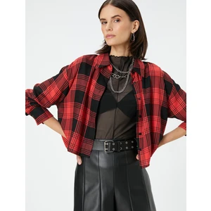 Oduncu Gömleği Crop Düğmeli Klasik Yaka Viskon