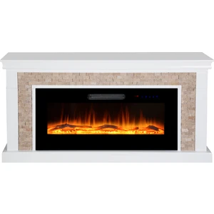 Elektrikli Şömine Taşlı Kasalı, 150 cm, 8 Renkli Bluetoothlu, Alev Sesli, Wifili 40KB