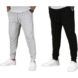Relax Family Xf Erkek Yazlık Siyah Jogger Eşofman Altı Dar Paça Slim Fit 2 Li Takım