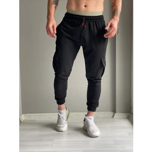 Relax Family Xf Erkek Siyah Yazlık Kargo Cepli Slim Fit Eşofman Altı Dar Paça Jogger