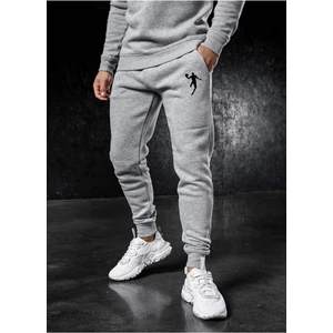 Relax Family Xf Erkek Gri Slim Fit Dar Kesim Jogger Eşofman Altı Baskılı