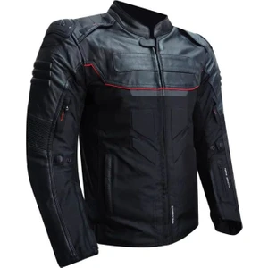 Motosiklet Montu Reflektörlü 4 Mevsim Maxdura ve Deri 600-D Kumaş Mont Falcon Leather Siyah