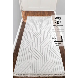 Konfor Beyaz Hasır Modern Sosa 9001 Örme Tabanlı Dokuma Yolluk Halı200x450