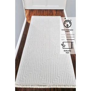Konfor Beyaz Hasır Modern Sosa 9002 Örme Tabanlı Dokuma Yolluk Halı80x150