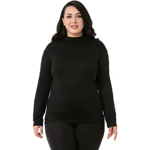 Disentis Modest Büyük Beden Yarım Balıkçı Uzun Kollu Viskon Siyah Body