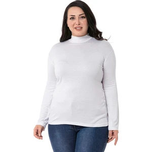 Disentis Modest Büyük Beden Yarım Balıkçı Uzun Kollu Viskon Beyaz Body