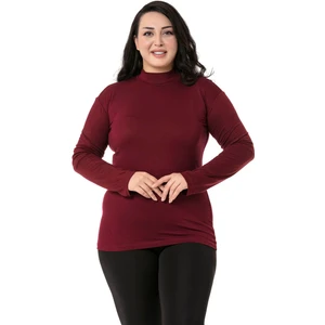 Disentis Modest Büyük Beden Yarım Balıkçı Uzun Kollu Viskon Bordo Body