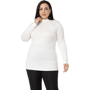 Disentis Modest Büyük Beden Yarım Balıkçı Uzun Kollu Viskon Ekru Body