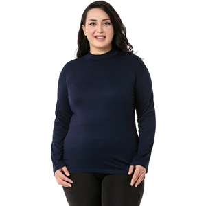 Disentis Modest Büyük Beden Yarım Balıkçı Uzun Kollu Viskon Lacivert Body