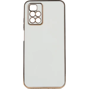 Case 4U Xiaomi Redmi 10 2022 Kılıf Kamera Korumalı Parlak Gold Kenarlı Yumuşak Silikon Kapak Bark Beyaz