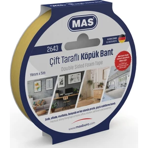 Mas Çift Taraflı Köpük Bant 19MM x 5m 2643