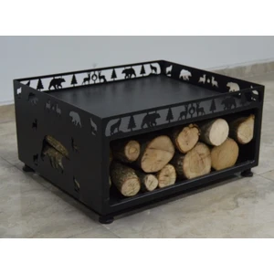 Flame Stove 50 x 60 Doğa Desenli  Lazer Kesim Odunluklu Altlık (Modena Serisi İçindir)