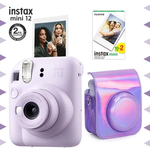 Instax Mini 12 Lila Fotoğraf Makinesi-20'li Film ve Parlak Kılıf Seti