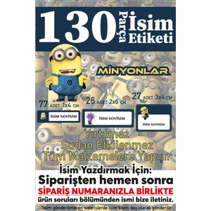 Dijitalist Baskı Okul Etiketi Kalem Defter Etiketi Minyonlar Özel Isim Yazılabilen Etiket - 130 Adet