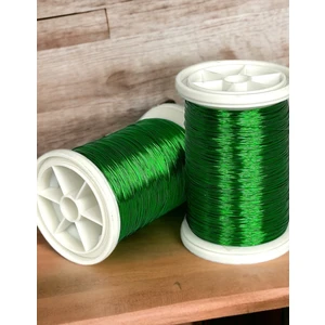 0.30MM (100GR - 150M ) Bakır Üstü Gümüş Kaplı Parlak Yeşil Renkli Filografi Teli