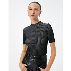Triko Kazak Kısa Kollu Fitilli Yarım Balıkçı Yaka Slim Fit