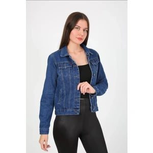 Dk Moda Kadın Mavi Basic Kot Ceket