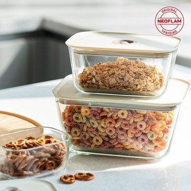 neoflam fika clik glass food storage containers set (set of 3)