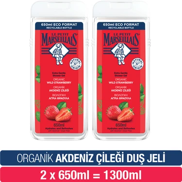Le Petit Marseillais Duş Jeli Akdeniz Çileği 650 ml x 2 Organik ve Nazik