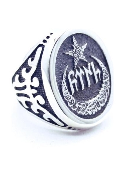 Ayyıldızlı Kalemli Gümüş Erkek Yüzüğü 170030870G16Y