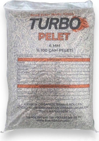 Pelet 40 Lt (20 Kg) %100 Organik Çam Peleti Kedi Kumu 6 mm