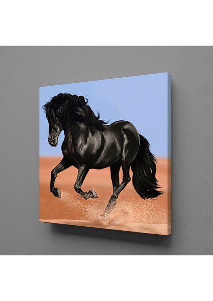 Siyah At Kanvas Tablo 170 x 170 cm