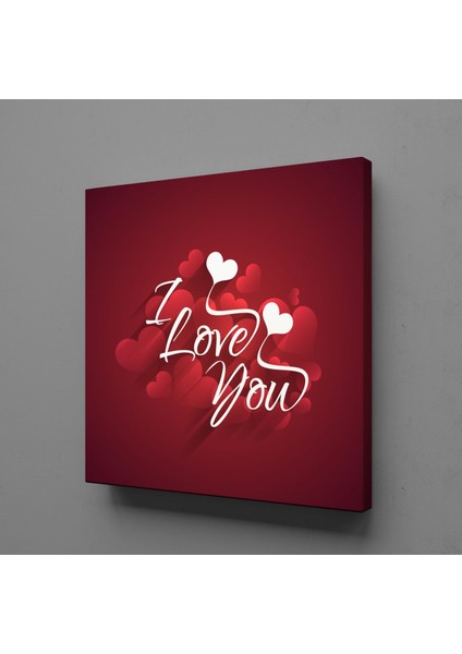 Beyaz Kırmızı Kalpler Kanvas Tablo 180 x 180 cm