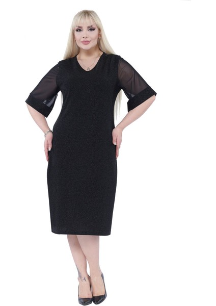 Işıltılı Şık Büyük Beden Elbise 5D-2302 fiyatları