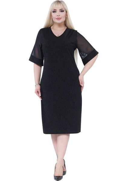 Işıltılı Şık Büyük Beden Elbise 5D-2302 modelleri