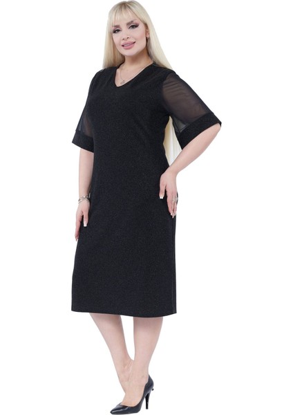 Işıltılı Şık Büyük Beden Elbise 5D-2302 fırsatları