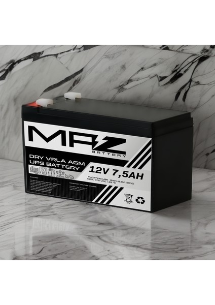 12 Volt 7.5 Amper (Ah) Kuru AGM VRLA Akü (Yeni Üretim) modelleri