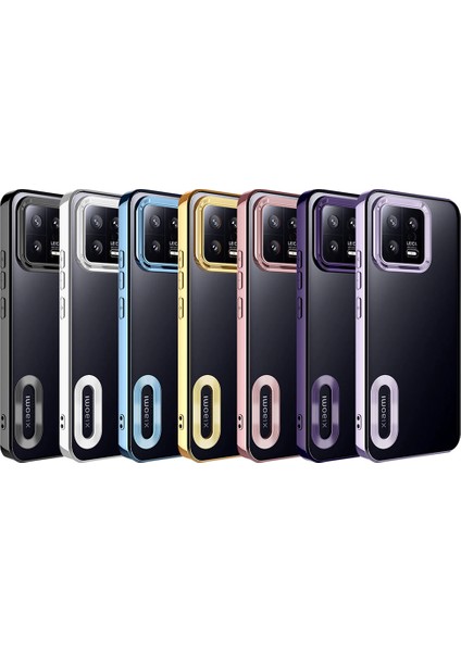 Xiaomi Mi 13 Kılıf Kamera Lens Korumalı Logo Gösteren Parlak Kenarlı Kapak (Omega)