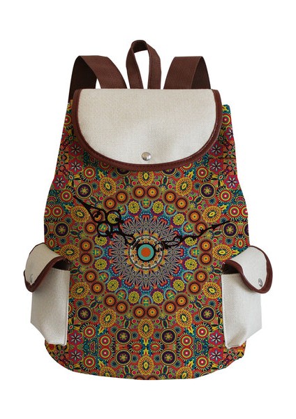 SJ3086 Mandala Sırt Çantası Mandala Baskı Çiçek Unisex Yüksek Kapasiteli Özelleştirilmiş Taşınabilir Büzgülü Çantalar Kadın Sırt Çantası Genç Kızlar Sırt Çantası (Yurt Dışından)