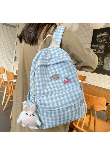 Siyah Trendy Sevimli Kadın Kafes Laptop Çantası Naylon Bayan Kawaii Koleji Sırt Çantası Serin Kız Seyahat Ekose Sırt Çantası Kadın Kitap Çantaları Moda (Yurt Dışından) fırsatları