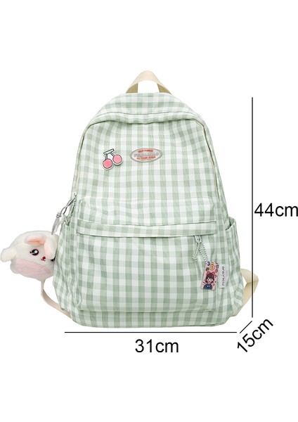 Siyah Trendy Sevimli Kadın Kafes Laptop Çantası Naylon Bayan Kawaii Koleji Sırt Çantası Serin Kız Seyahat Ekose Sırt Çantası Kadın Kitap Çantaları Moda (Yurt Dışından) indirimleri