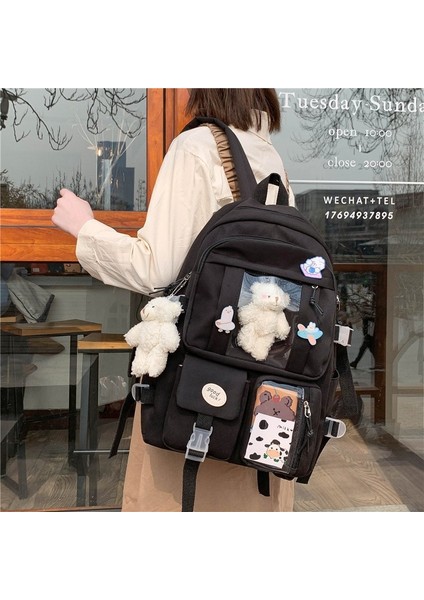 Mavi 2021CUTE Kadın Sırt Çantaları Su Geçirmez Çok Cep Naylon Okul Sırt Çantası Öğrenci Kadın Kızlar Için Kawaii Dizüstü Kitap Paketi Mochilas (Yurt Dışından) fiyatları