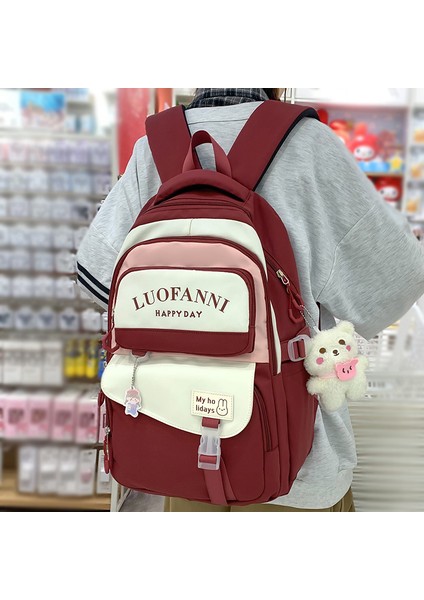 Siyah Trendy Lady Kawaii Harajuku Su Geçirmez Kolej Sırt Çantası Moda Kadın Schoolbag Sevimli Kız Seyahat Kitabı Sırt Çantası Kadın Laptop Çantası (Yurt Dışından)