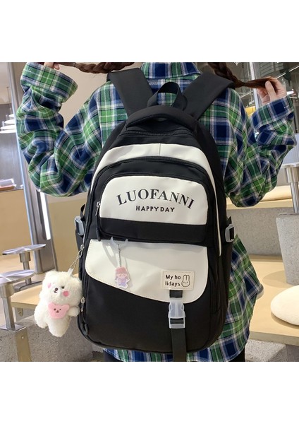 Siyah Trendy Lady Kawaii Harajuku Su Geçirmez Kolej Sırt Çantası Moda Kadın Schoolbag Sevimli Kız Seyahat Kitabı Sırt Çantası Kadın Laptop Çantası (Yurt Dışından)