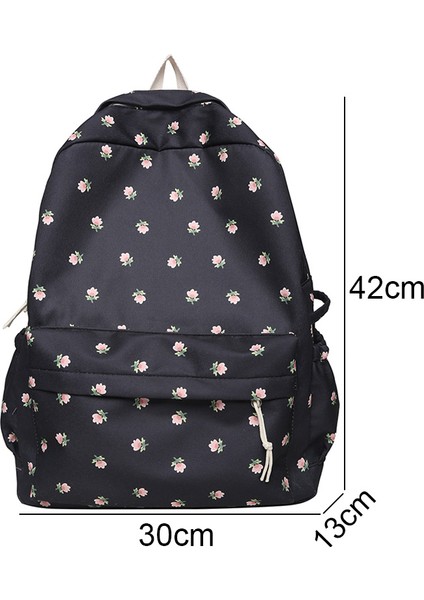 Beyaz Trendy Kız Çiçek Baskı Sevimli Seyahat Kitabı Sırt Çantası Moda Kadın Dizüstü Okul Çantası Yeni Bayan Koleji Sırt Çantası Kadın Okul Çantaları (Yurt Dışından) indirimleri